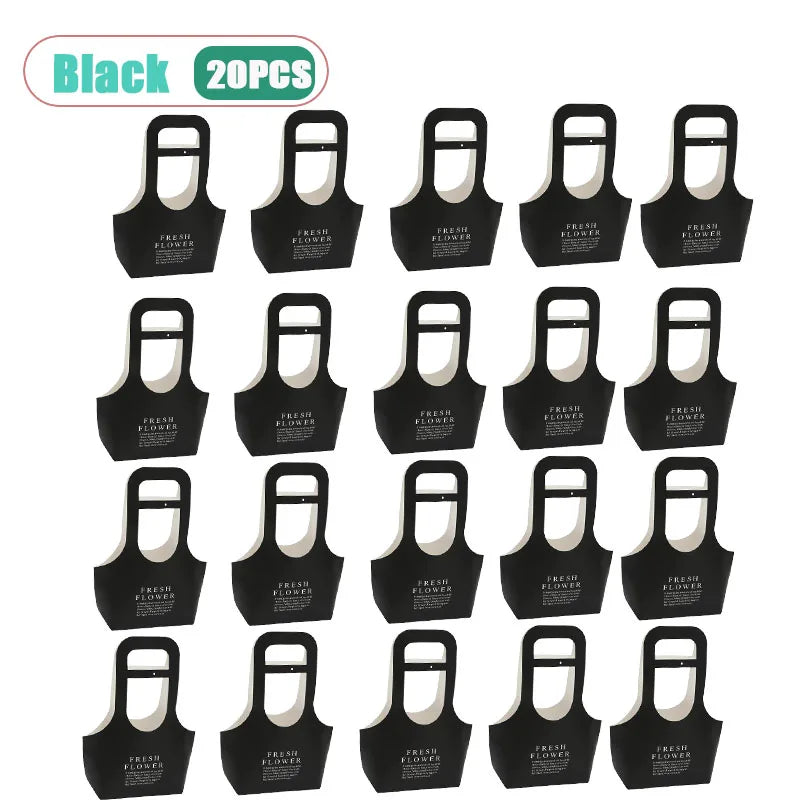 Kraft Paper Flower Bags Waterproof Foldable with Handle | 10–40 Pcs