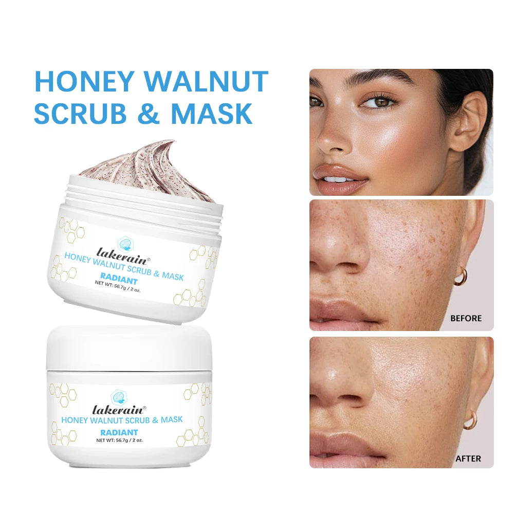 Facial Scrub & Face Exfoliator Mask Moisturizing Brightening Nourishing Deep Cleansing Honey Walnut Facial Exfoliants Skin Care Peaceful Pleasures Health and Wellness 1pc