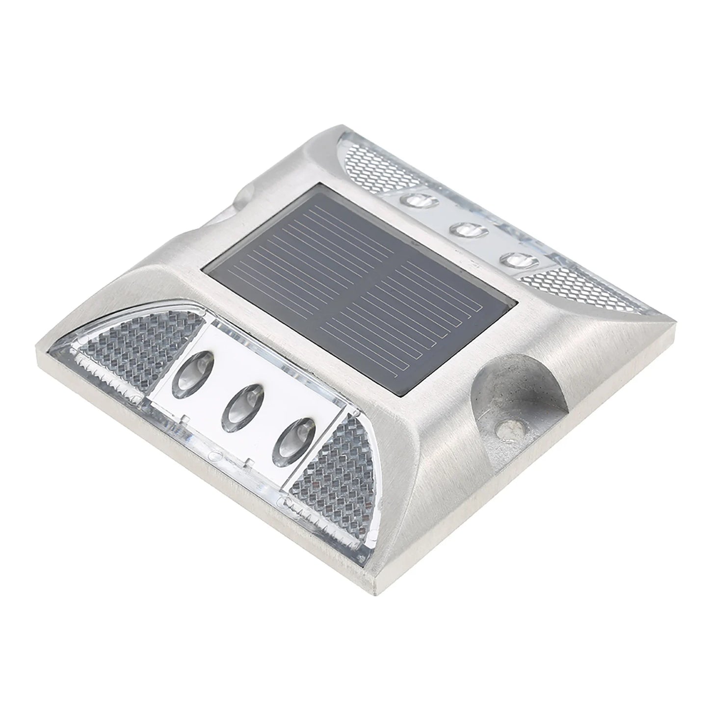 2W 6 LED Solar Powered Driveway Lamp Light Control Good Bearing Capacity IP68 Waterproof Road Warning Lamp for Street Avenue Peaceful Pleasures Health and Wellness White