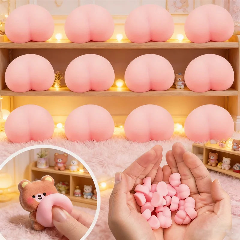 Glow-in-the-Dark Squishy Peach Bum Stickers 10pc Fidget Toy
