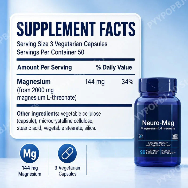 Magnesium L-Threonate 144mg – 90 Veg Capsules | Daily Support