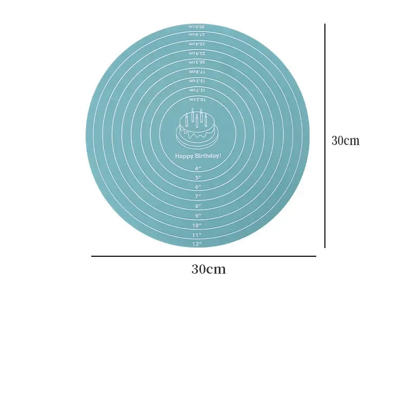 1/3Pcs Food-grade Silicone 30cm Circular Pad Kneading Mat Placemat Kitchen Baking High Temperature Resistant Non-Slip Dough Mat Peaceful Pleasures Health and Wellness Blue blue color