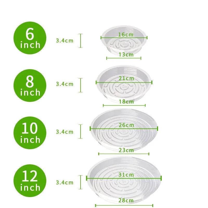Transparent Plant Saucer Tray Anti-Slip Waterproof 5-Pack