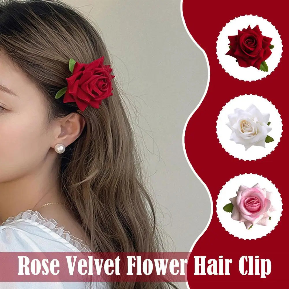 Rose Flower Hair Clip – Elegant Bridal Bridesmaid Hairpin