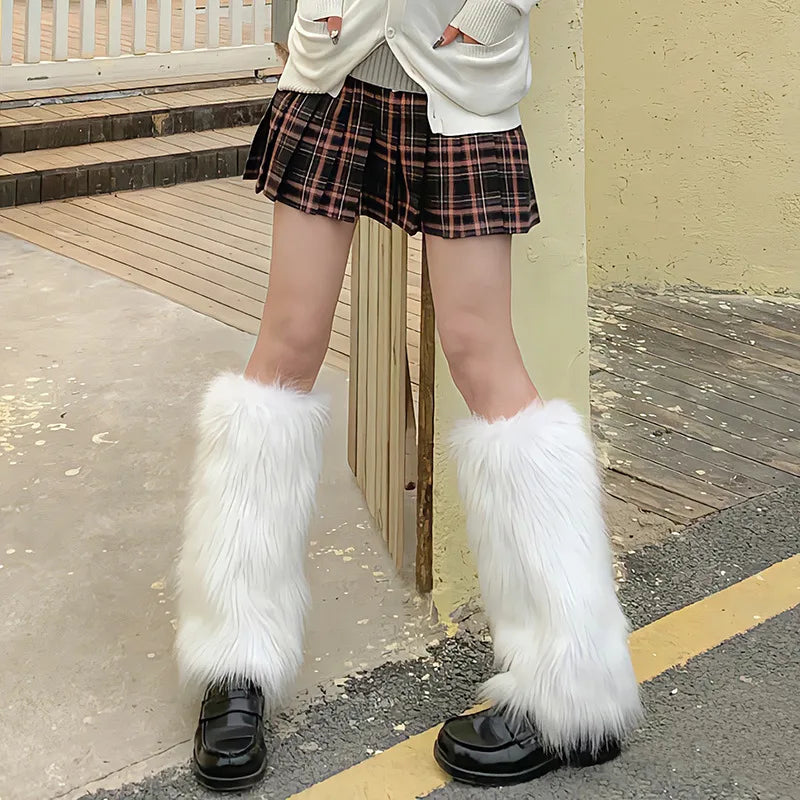 Women's Faux Fur Leg Warmers – Lolita Harajuku Boot Covers