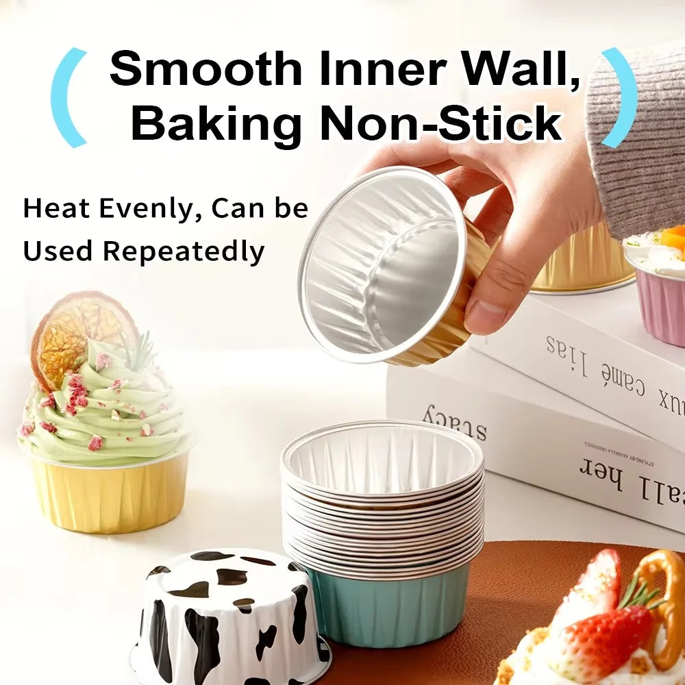 10pcs Gifts Reusable Aluminum Foil Tin Cup Cake Tool Small Baking Tinfoil Box Round Tray Tinfoil Cups Peaceful Pleasures Health and Wellness