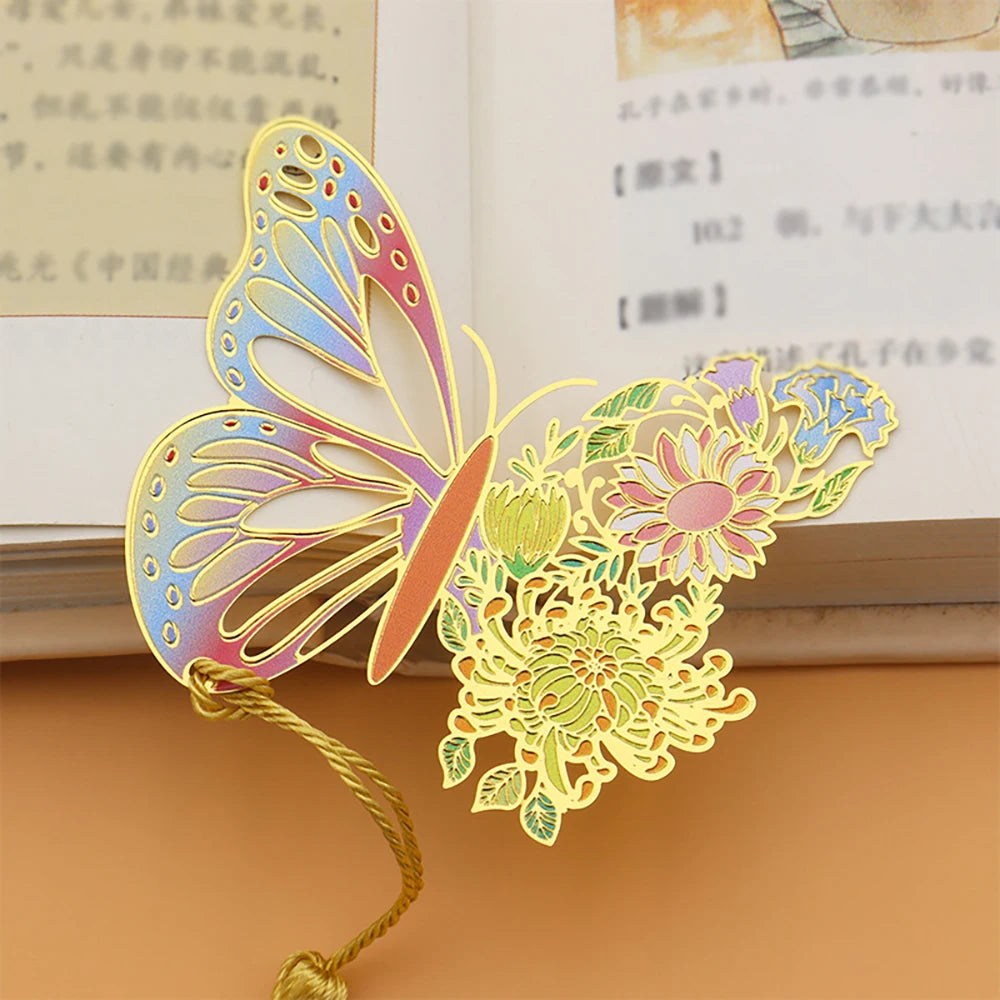Chinese Butterfly Metal Bookmark Hollowed Out Antique Teacher's Day