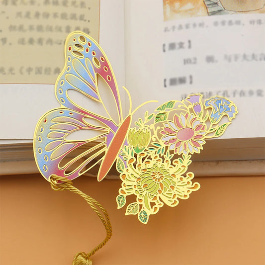 Chinese Butterfly Metal Bookmark Hollowed Out Antique Teacher's Day Peaceful Pleasures Health and Wellness Mixed Color