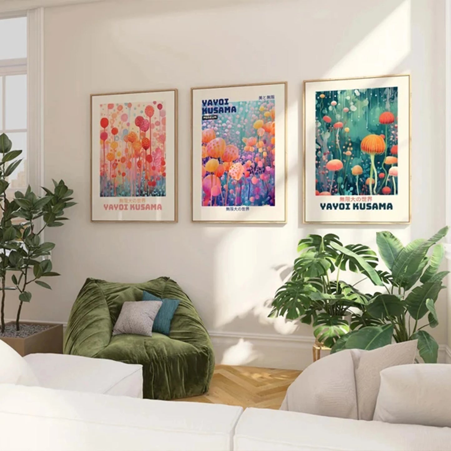 Yayoi Kusama Canvas Wall Art 3-Piece Set | Japanese Decor
