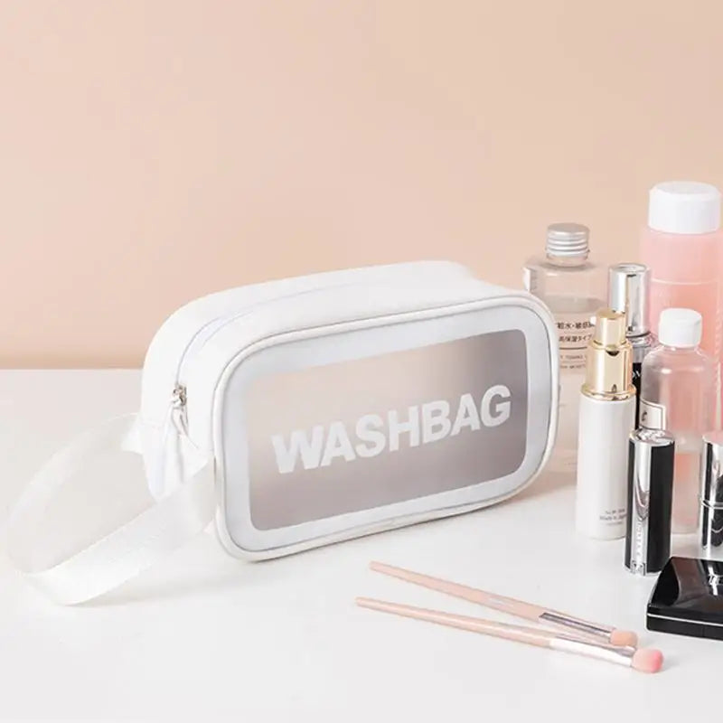 Dry-wet Separation Double Transparent PU Makeup Bag Portable Washing Bag Cosmetic Storage Bag Travel Fitness Swimming Essentials Peaceful Pleasures Health and Wellness one size D