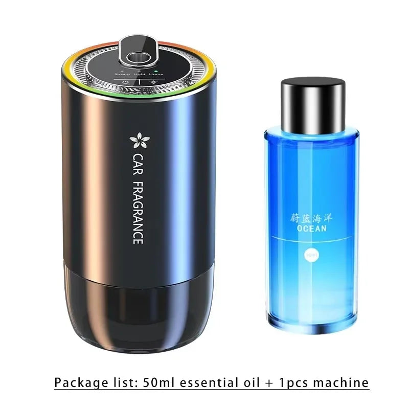 Car Aroma Diffuser Air Refresher LED Light Starry Projection Light Home Perfume Auto Air Purifier Aromatherapy Car Humidifier Peaceful Pleasures Health and Wellness With 50ml Ocean