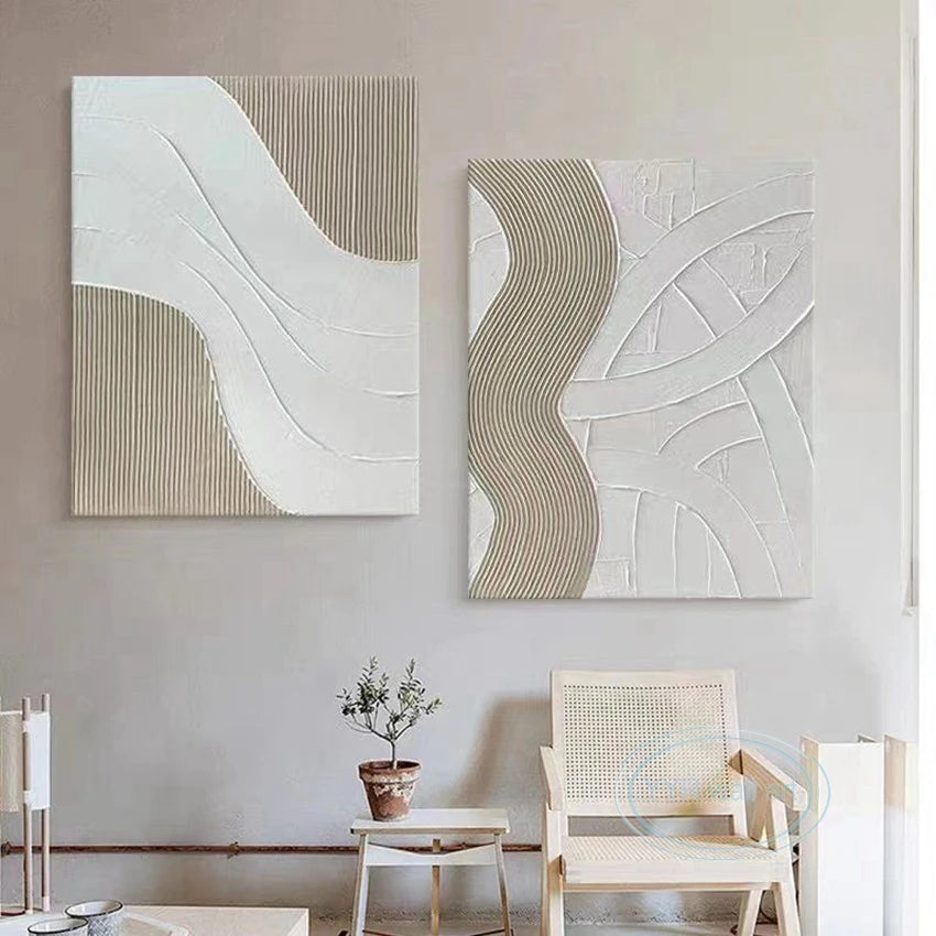 Stripe Texture Decor Oil Painting Modern Abstract Handmade Wall Art Canvas Mural Living Room Bedroom Porch Hotel Hanging Picture Peaceful Pleasures Health and Wellness