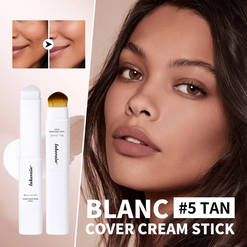 Color Changing Foundation Stick Korean Cover Cream Stick High Coverage Waterproof Dual-Ended with Brush Base Makeup Peaceful Pleasures Health and Wellness