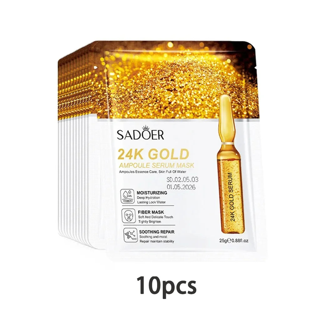 24K Gold Vitamin C Face Mask Set – Moisturizing & Firming Peaceful Pleasures Health and Wellness Type A 10pcs