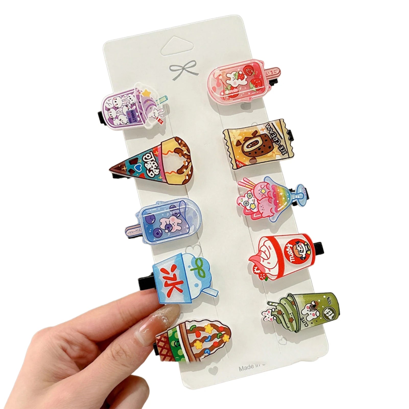 Women Barrettes with Cartoon Pattern Print Sturdy Comfortable to Wear Hair Pins for Daily Home Office Outdoor Peaceful Pleasures Health and Wellness C