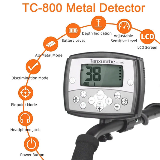 TC-800 Metal Detector Professional High sensitivity Gold Detector Treasure With Single frequency technology Peaceful Pleasures Health and Wellness