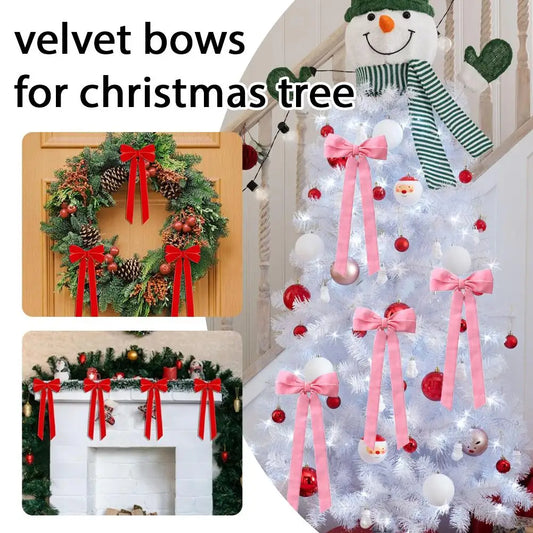 12-Pack Velvet Christmas Bows | Tree Ornaments & Gift Wrap Christmas Bow Ornaments Peaceful Pleasures Health and Wellness