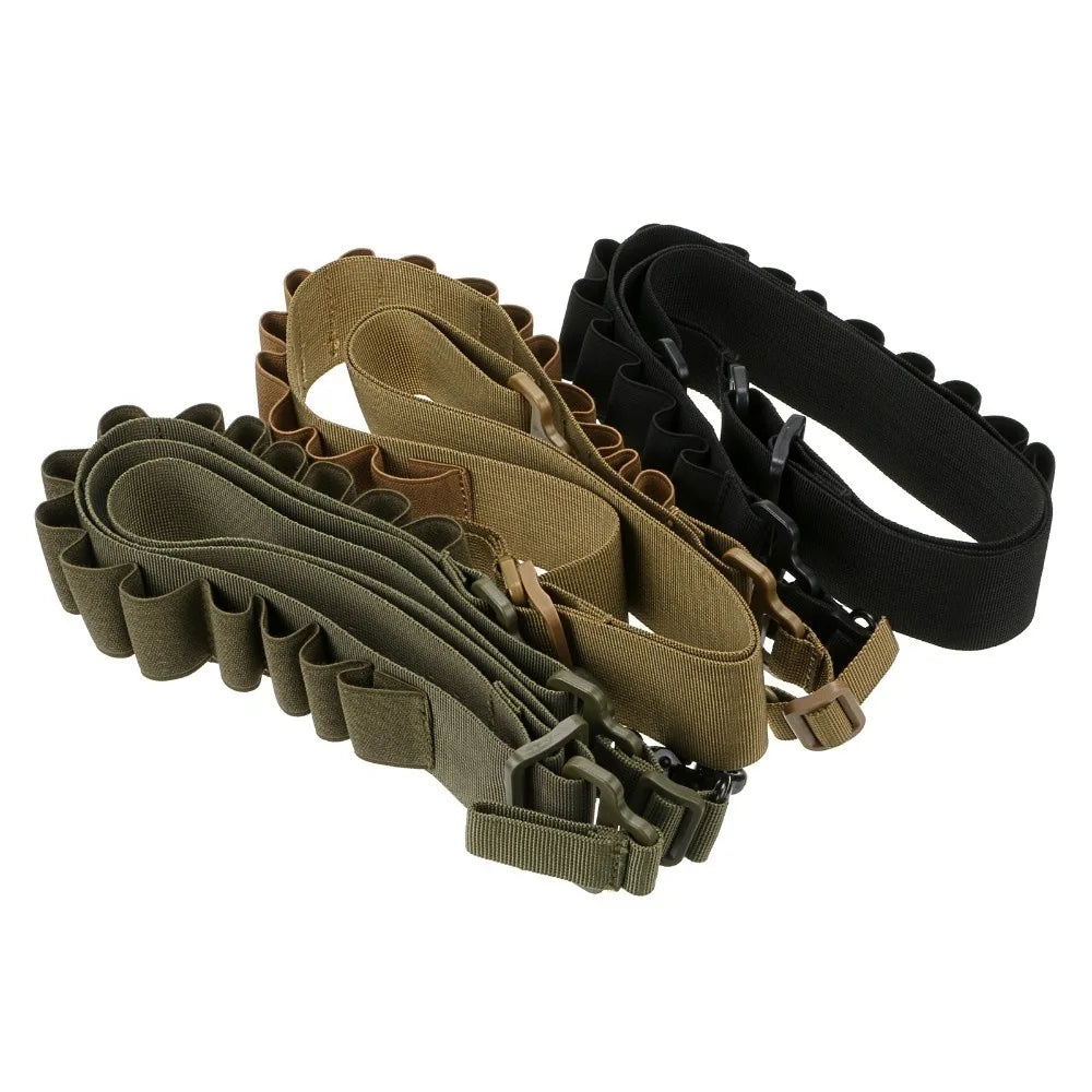 Tactical Double Point Shooting Gun Sling 15 Round Shotgun Shell Bandolier 12& 20 Gauge Stealth Rifle Ammo for Shell Count Peaceful Pleasures Health and Wellness