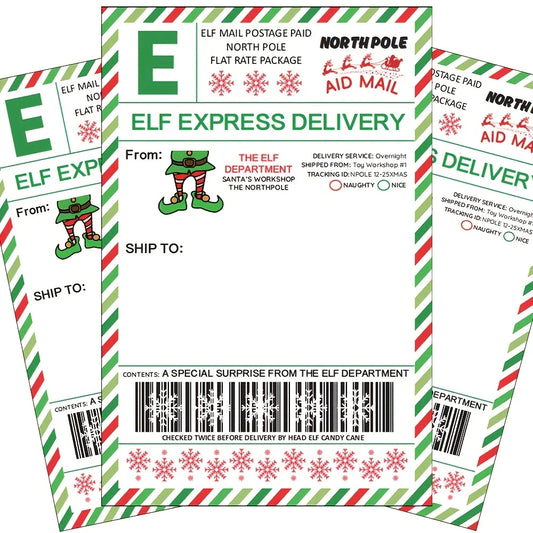 North Pole Delivery Labels Christmas Holiday Package Stickers Fill-in Peaceful Pleasures Health and Wellness
