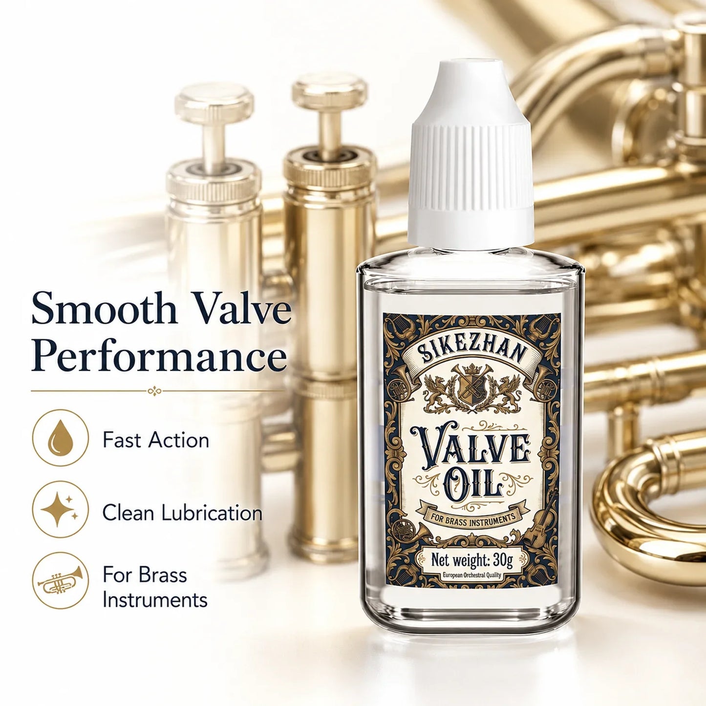 Brass Valve Oil for Trumpet Trombone Tuba – 30ml Lubricant
