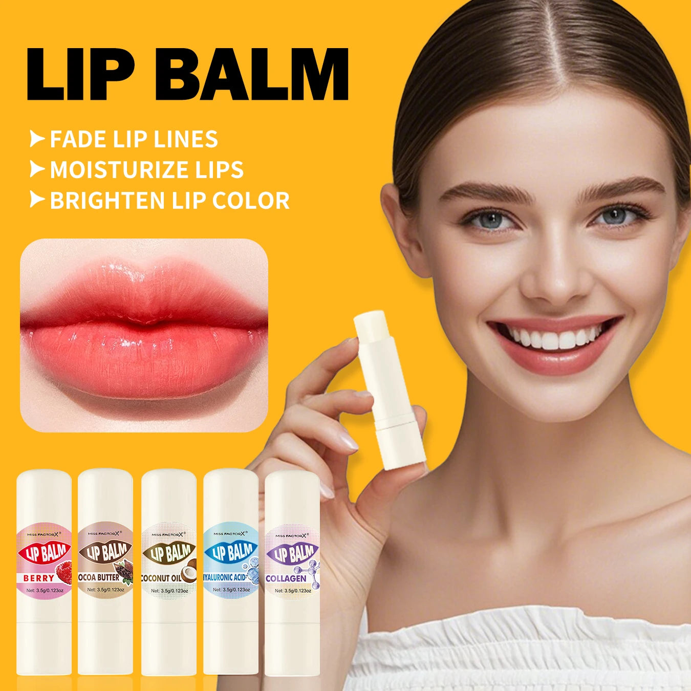 Premium gift set 5PCS/box Lip balm set Hyaluronic acid Long-lasting moisturizing Glossy Suitable for dry lips Valentine’s Day gi Peaceful Pleasures Health and Wellness