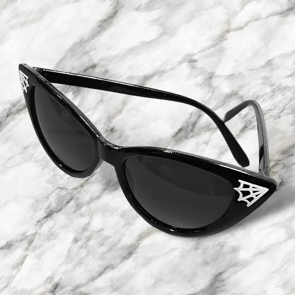 Gothic Cat Eye Spiderweb Sunglasses | Halloween & Party Accessory