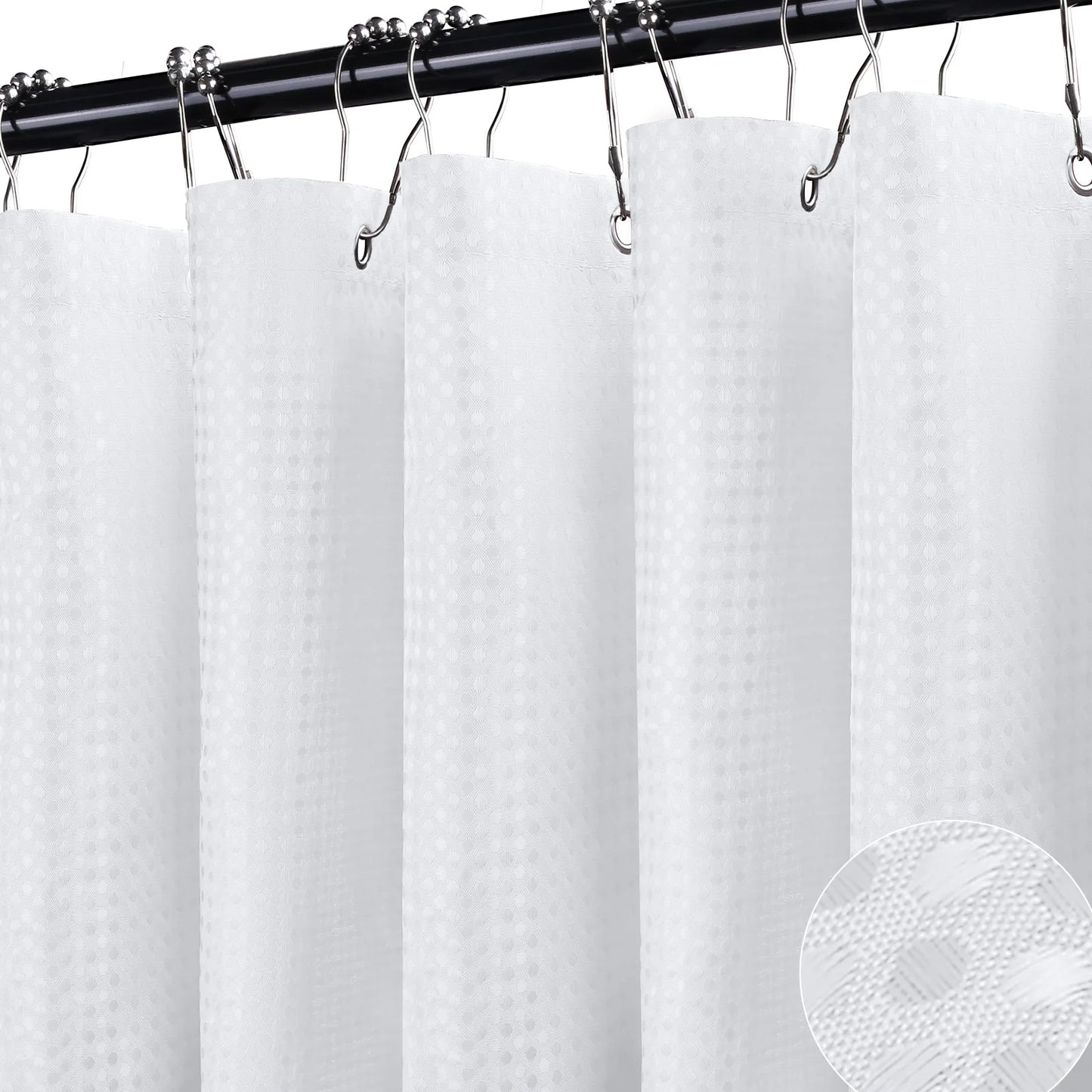 Waffle Shower Curtain 180x180cm + 12 Metal Hooks | Waterproof