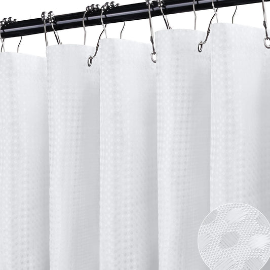 Waffle Shower Curtain 180x180cm + 12 Metal Hooks | Waterproof Waffle Shower Curtain Peaceful Pleasures Health and Wellness