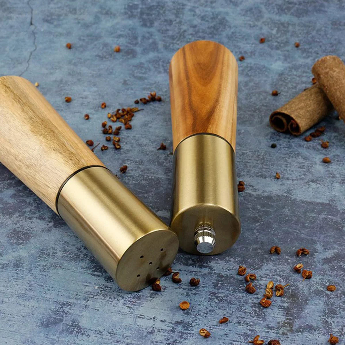 2PCS Salt Shaker Set & Durable Wooden Pepper Grinder with Hand Fill Salt Shaker, Pepper Grinder with Ceramic Grinding Core Peaceful Pleasures Health and Wellness