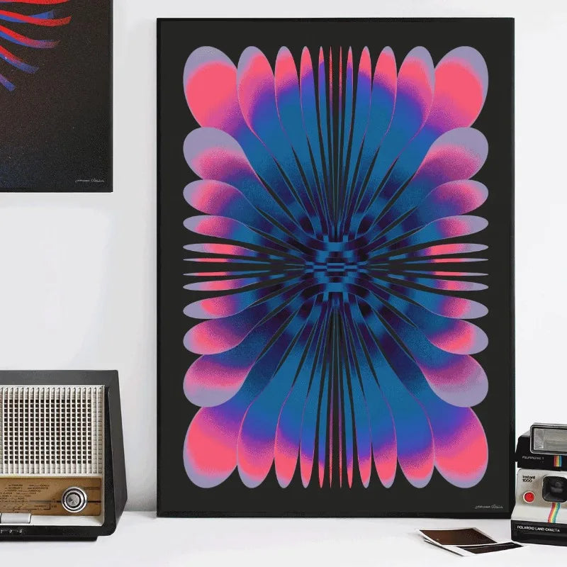 Abstract Futurism Canvas Wall Art | Dark Geometry Retro Print Canvas Wall Art Print Peaceful Pleasures Health and Wellness