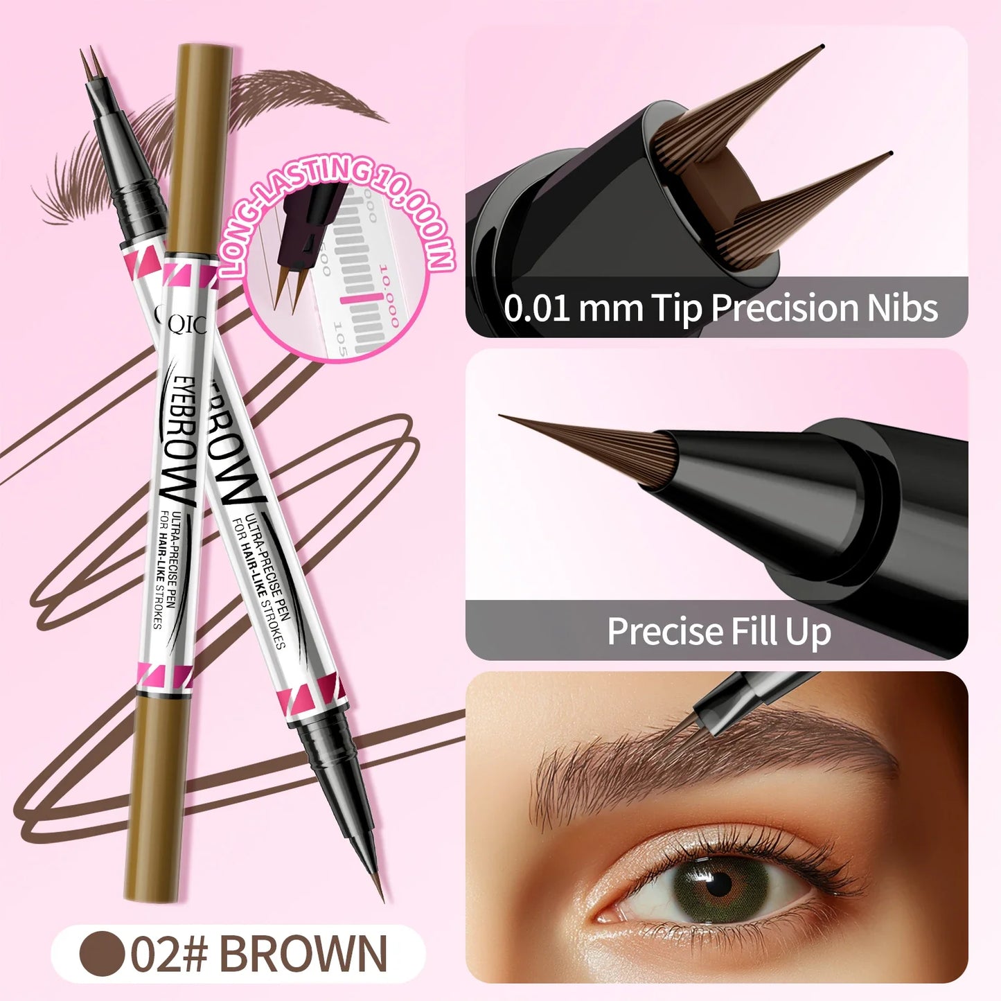 QIC Waterproof Micro Blade Eyebrow Pencil & Liquid Brow Marker