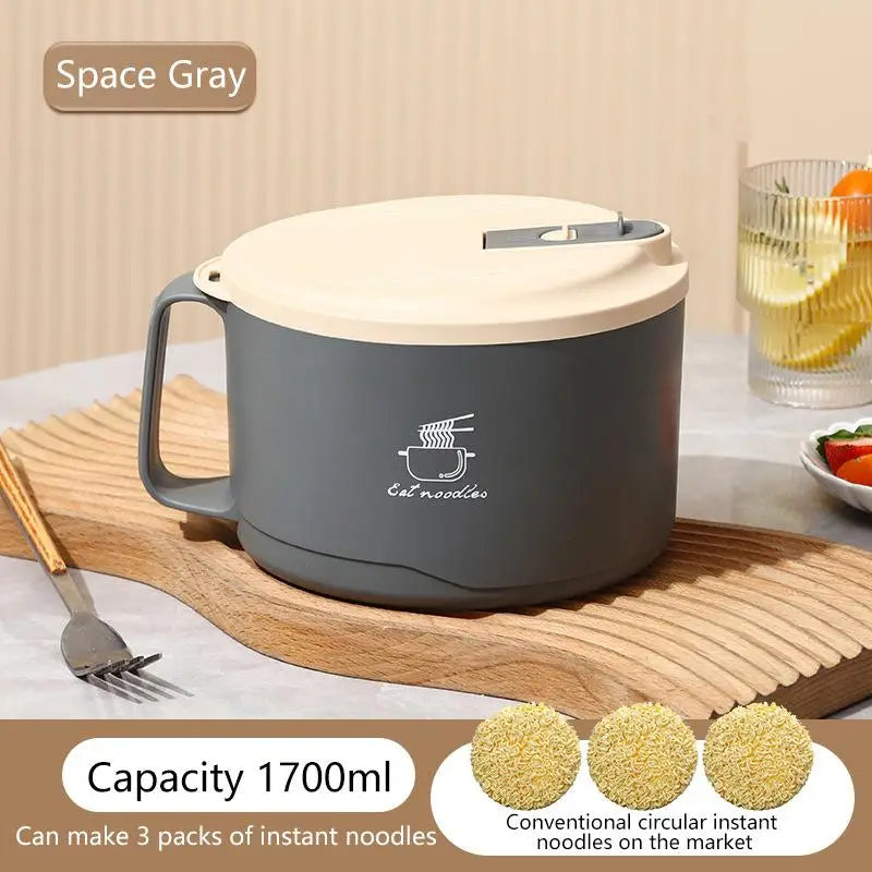 Stainless Steel Noodle Bowl with Lid – Large Capacity