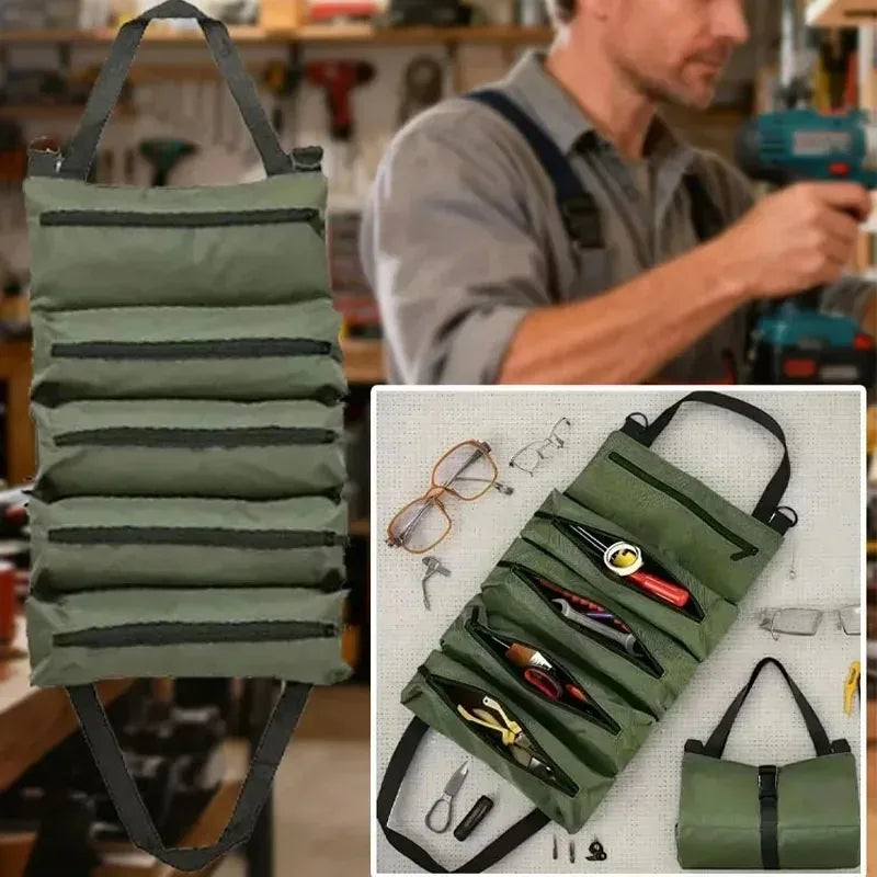 Roll-Up Multi-Pocket Tool Bag Organizer | Oxford Cloth Pouch