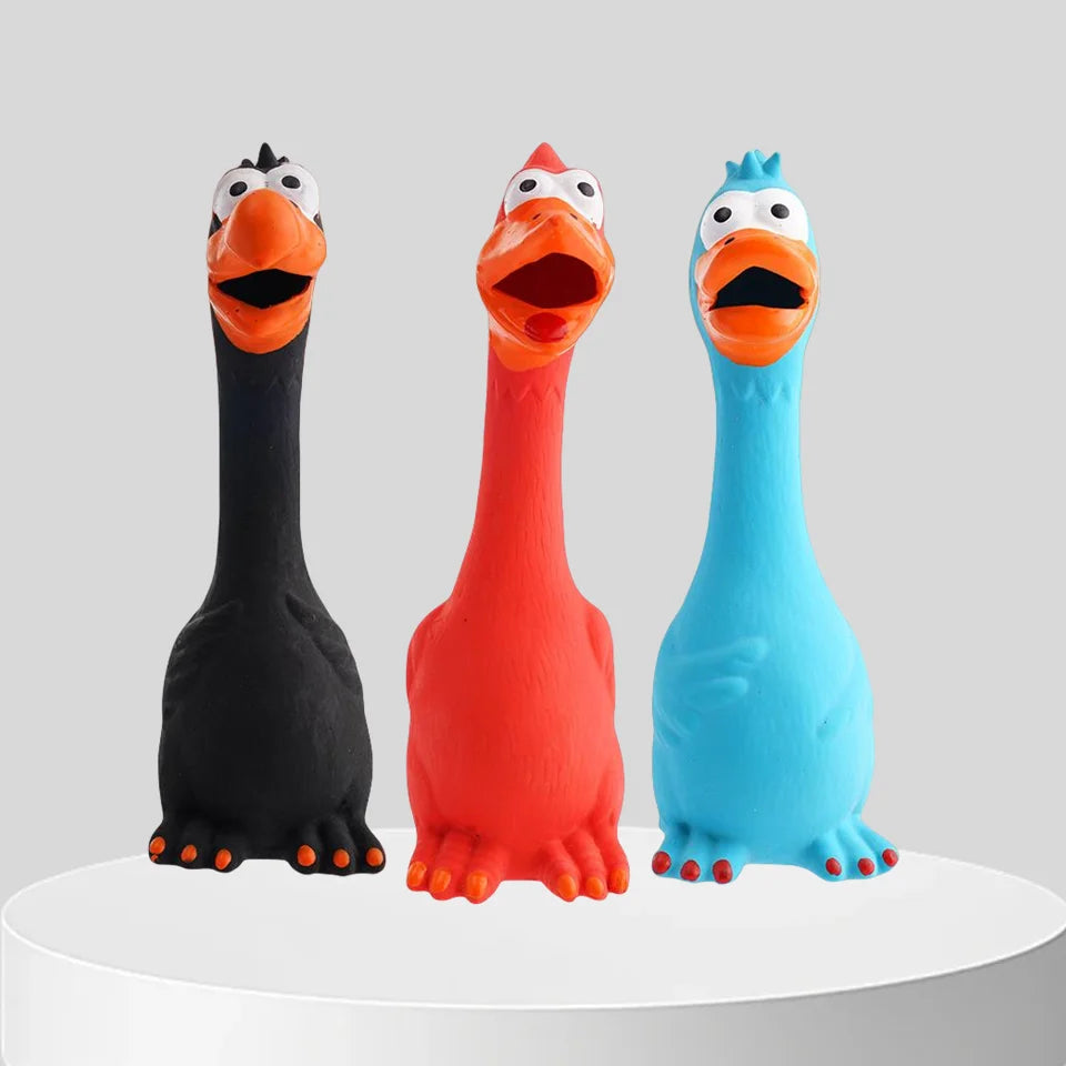 Squeaky Latex Dog Chew Toys – Bone, Ball & Chicken Set