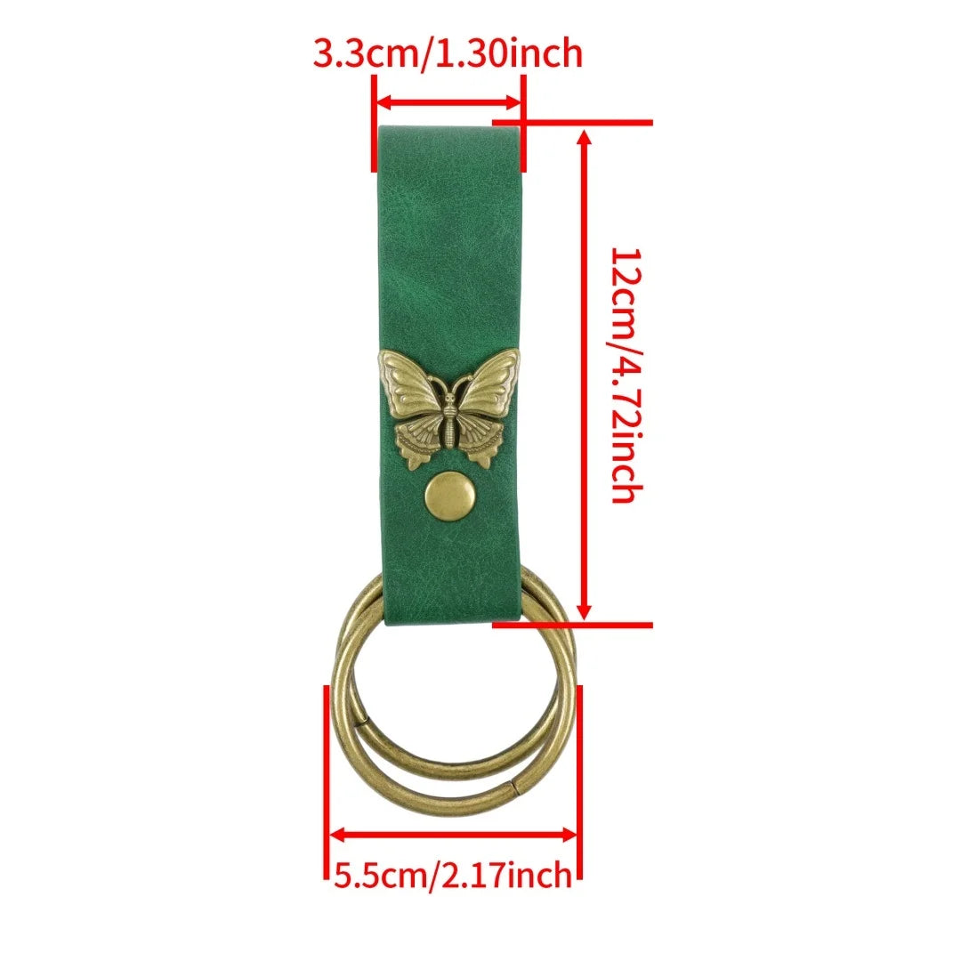 UYEE Belt Vintage Butterfly Leather Waist Sash Double O Ring Skirt