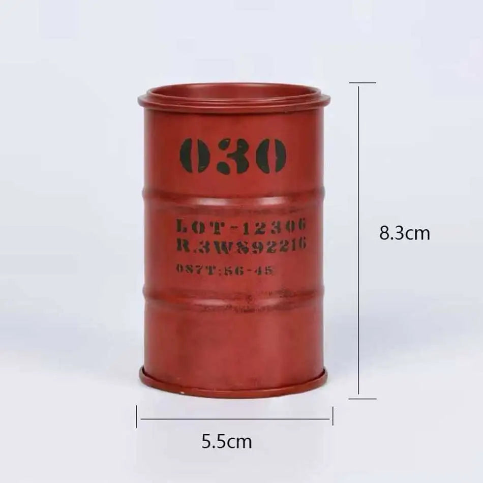 Iron Mini Oil Drum Model Chemistry Car Storage Box Desktop Decoration