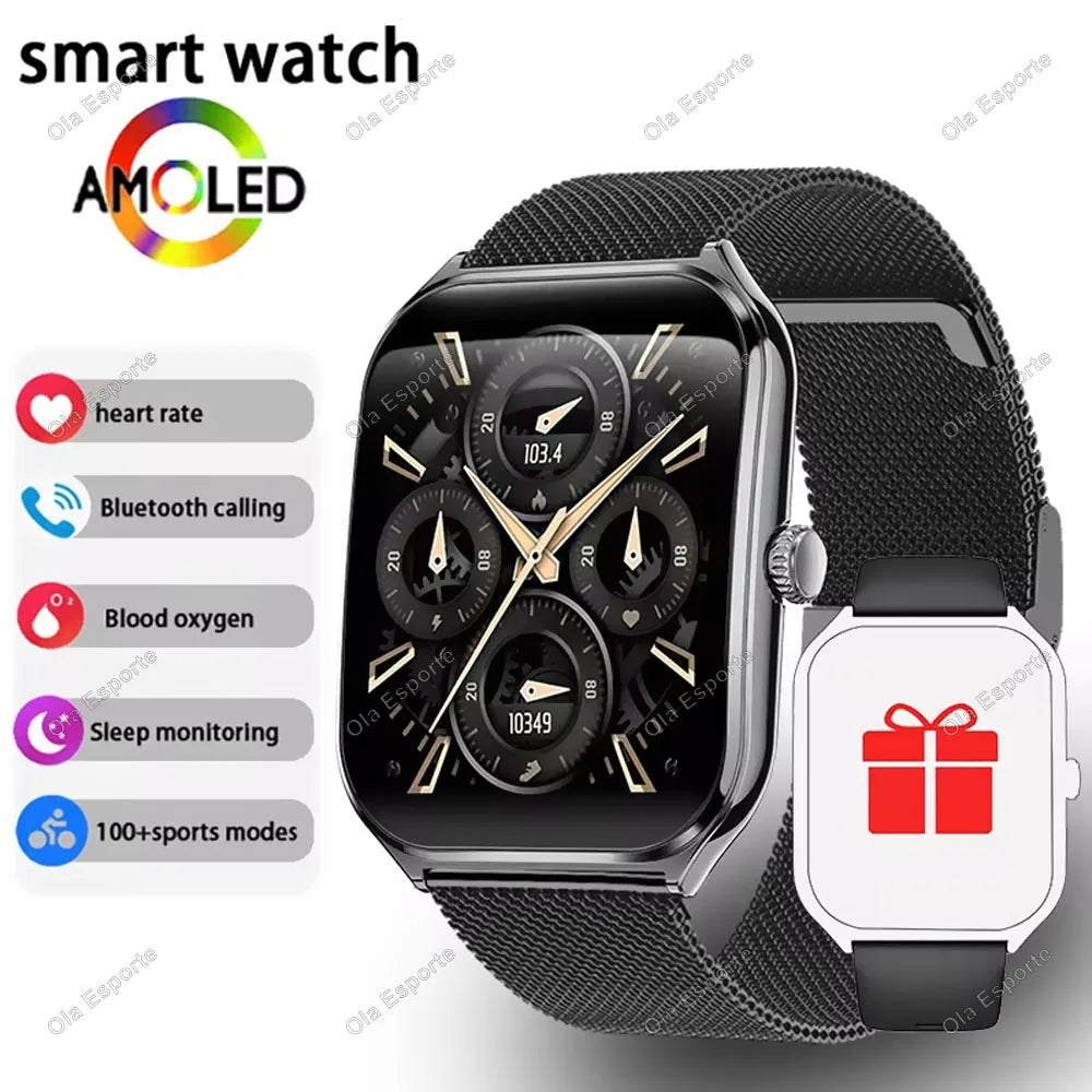New Ultra Thin Smart Watch Men 1.96'' AMOLED Curved Display Show Time Call Reminder Sport Fitness Tracker Smartwatch Ladies HW12 Peaceful Pleasures Health and Wellness Bk22Milan 1.96inch