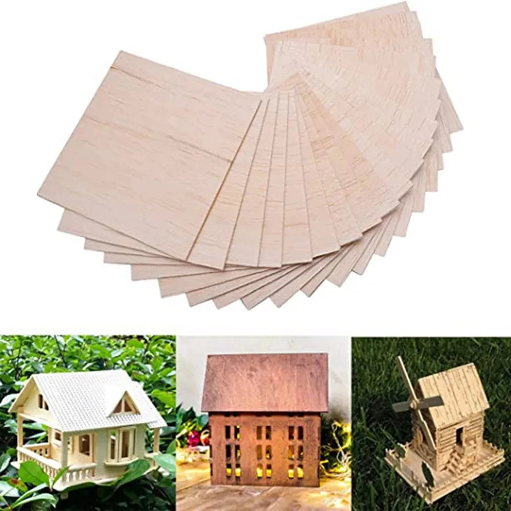 10pcs Blank Wood Squares for DIY Crafts, Painting & Carving