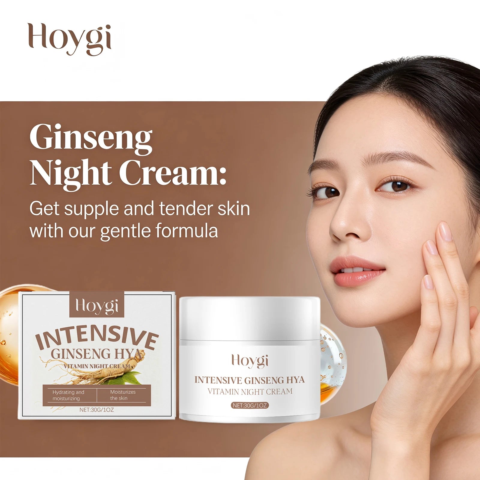 Ginseng Night Cream Hyaluronic Acid Face Cream Antioxidant Brightening Skin Tone Repair Skin Barrier Nourishing Night Skin Care Peaceful Pleasures Health and Wellness