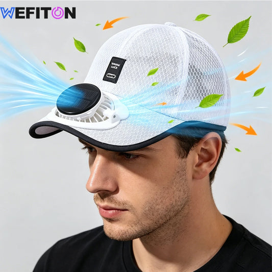 1PCS Adults Mesh Baseball Cap Fishing Beach Hats with Solar Fan, Summer UV Protection Sun Hat, Solar Powered/USB Charging Sunhat Peaceful Pleasures Health and Wellness