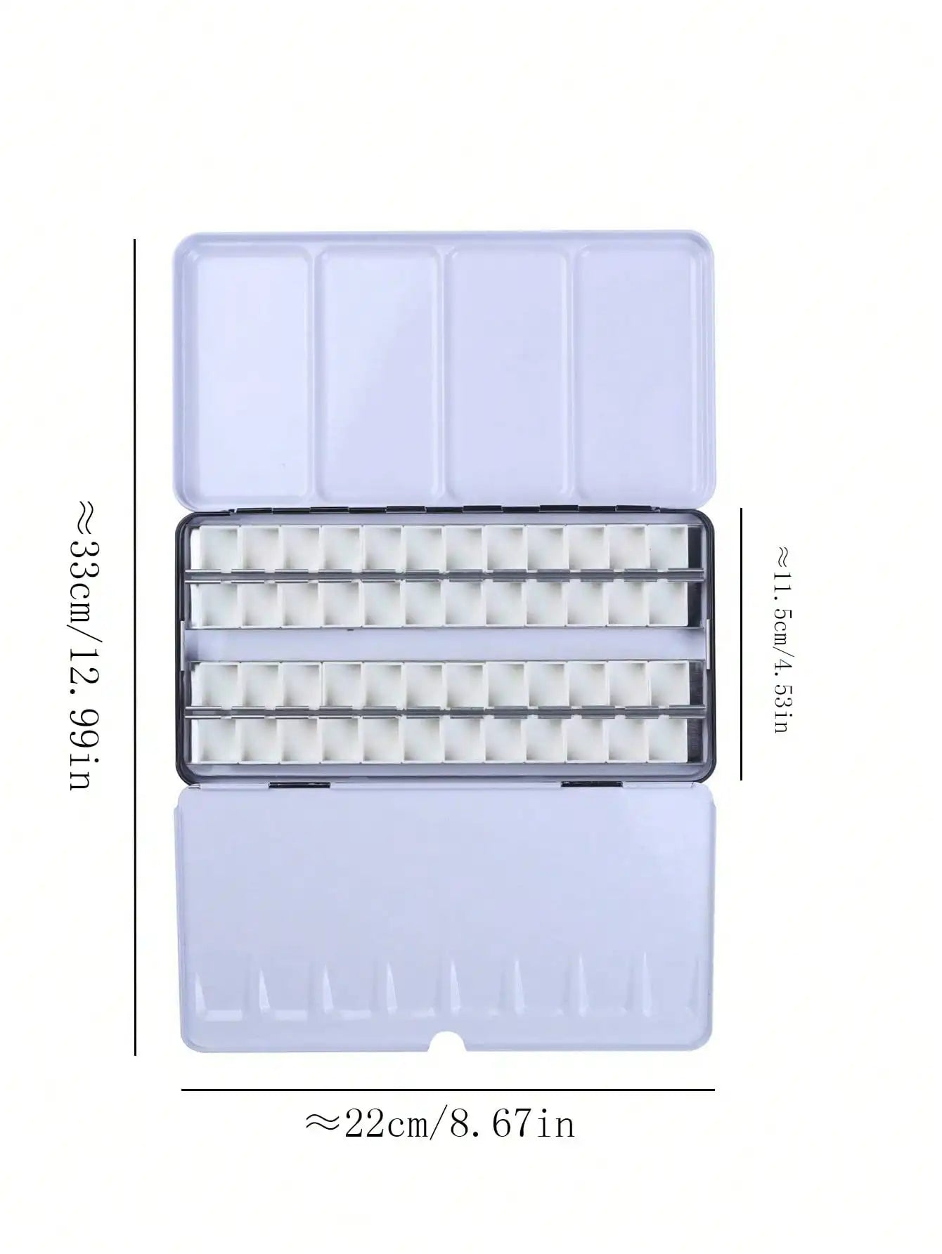 Bview Art Metal Watercolor Tin Fold-out Palette Large Tray 52 Empty