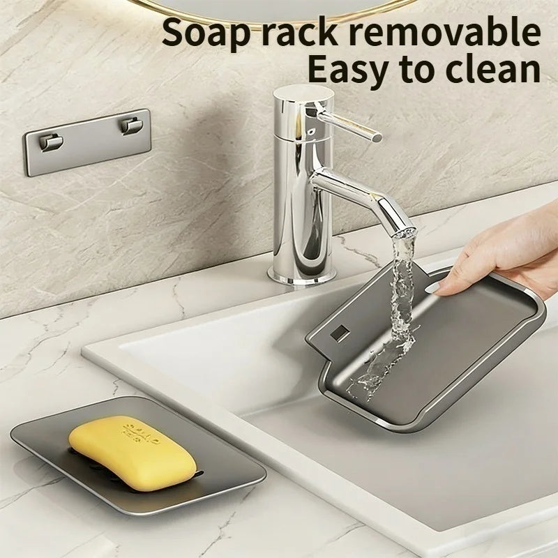 No-Drill Bathroom Corner Shelf Rack – Metal Soap Holder