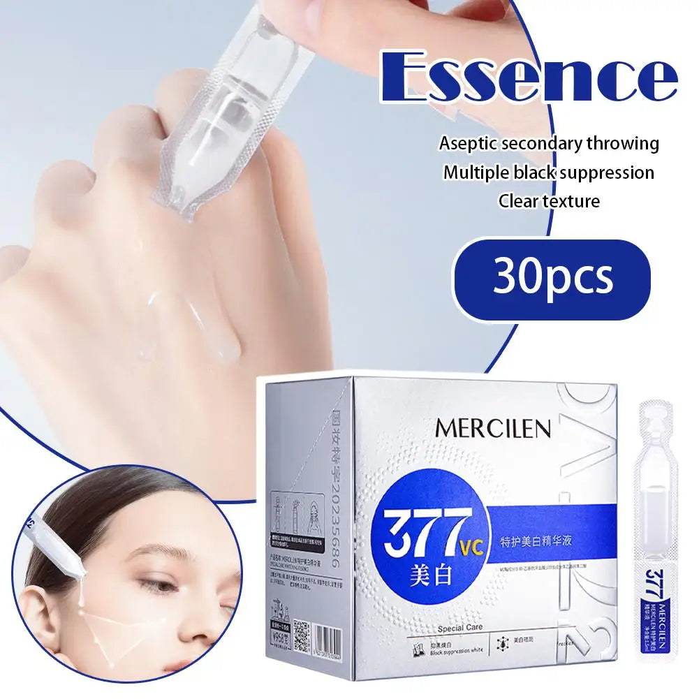 30Pcs Reduce Wrinkles Skin Base Essence Face Care Moisturizing Brighten Delicate Smooth Shrink Pores Face Serum Beauty Skincare Peaceful Pleasures Health and Wellness