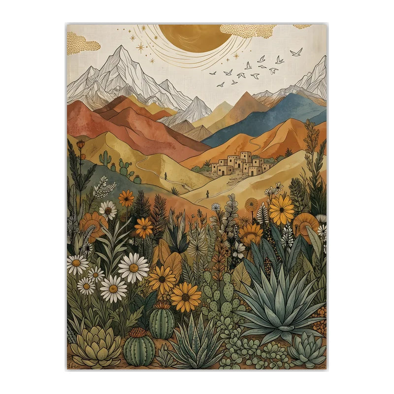 Boho Landscape Canvas Wall Art – Western Mountain Print Décor Canvas Wall Art Peaceful Pleasures Health and Wellness 09 40x50cm No Frame China Mainland