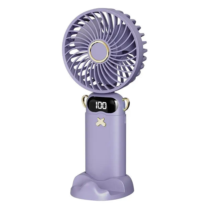 Portable Handheld Mini Fan 6 Speed 90° Foldable Fan LED Digital Display 3600mAh Rechargeable Cooling Fan for Outdoor Travel Peaceful Pleasures Health and Wellness A
