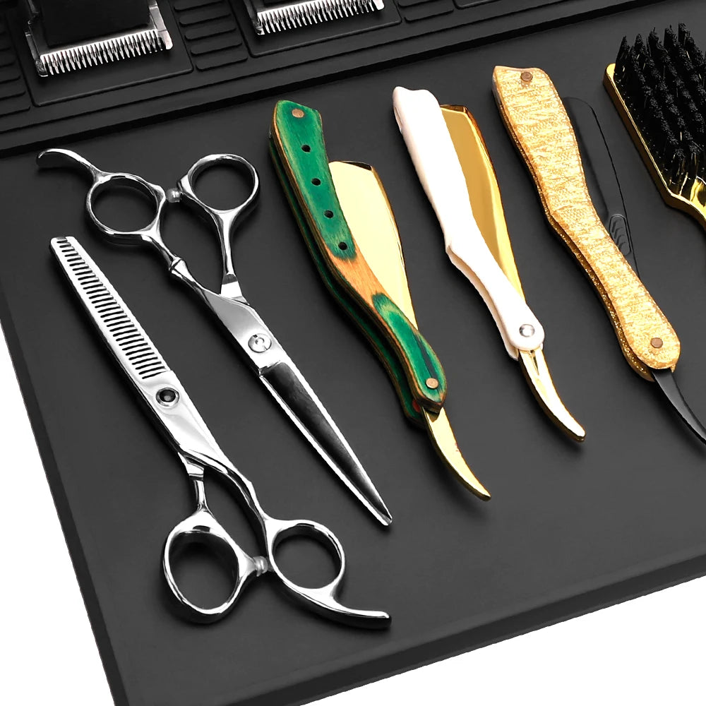 3/6 Grid Magnetic Hairdressing Tools Storage Mat Soft Rubber Antiskid Waterproof Tray Bar Service Mat Barber Tools Accessories Peaceful Pleasures Health and Wellness