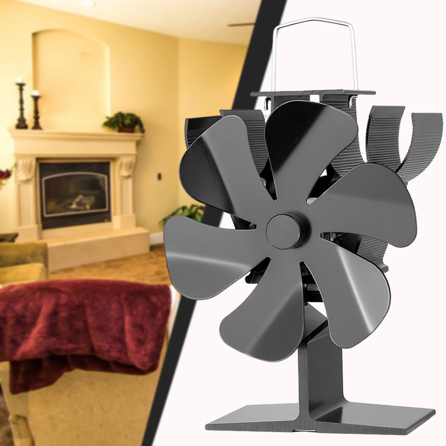 Heat Powered Stove Fan – 6-Blade Silent Thermal Fan