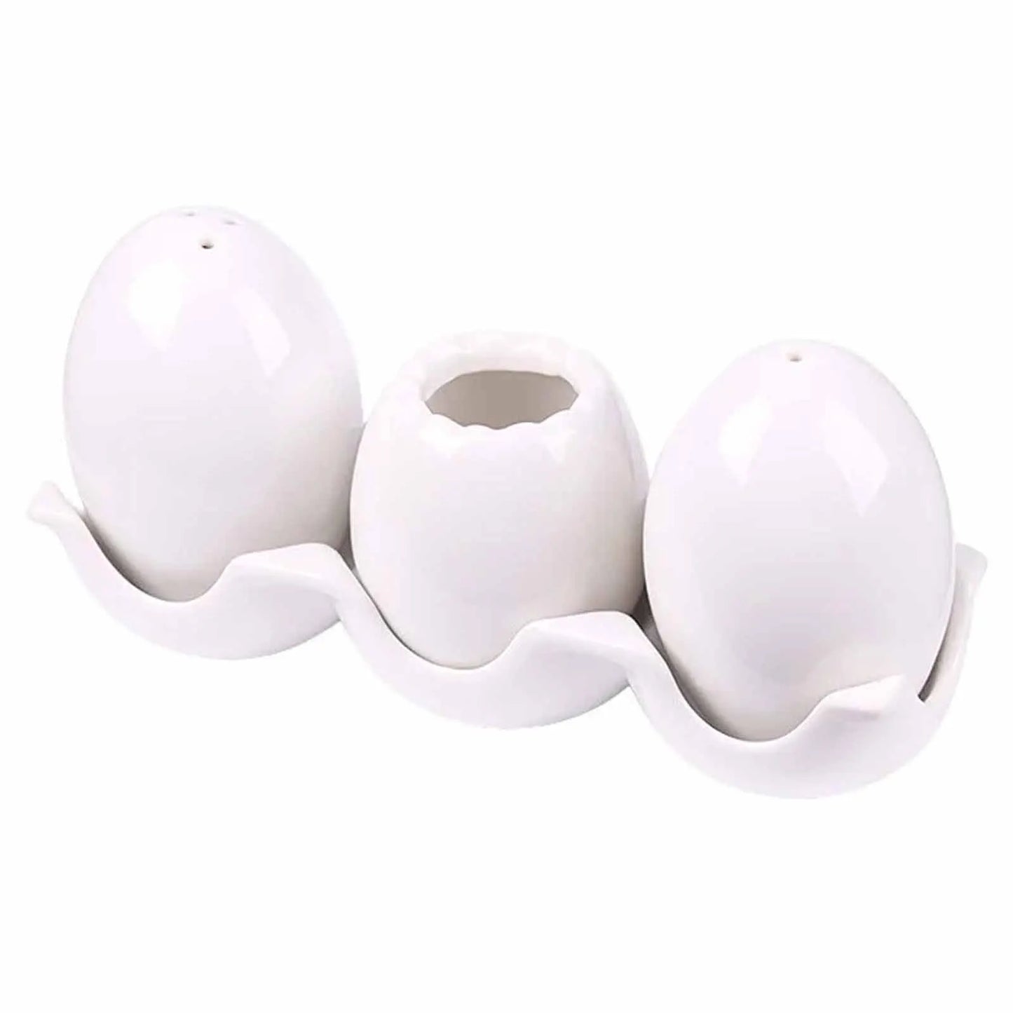 Egg-Shaped Ceramic Spice Bottle Set with Tray & Toothpick Box
