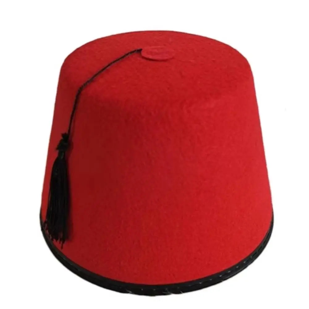 Red Fez Hat – Wool Felt Moroccan Tarboosh Costume Cap