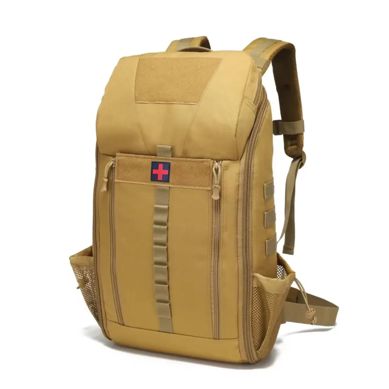 Tactical Outdoor Medical Backpack Large Capacity Camping Mountaineering Backpack Emergency Bag Multi-functional Storage Bag Peaceful Pleasures Health and Wellness Khaki